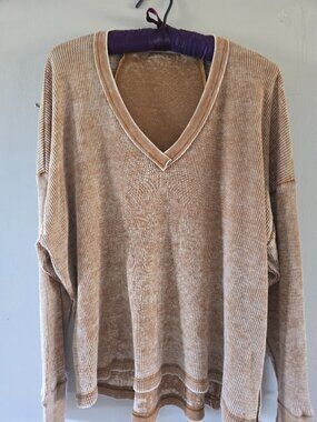 Project Social T V Neck Burnout Waffle Tunic Size XS